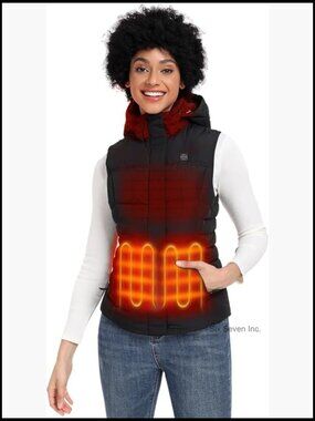 Heated Down Vest with Detachable Hood, 800 Fill, USB-C Rechargeable